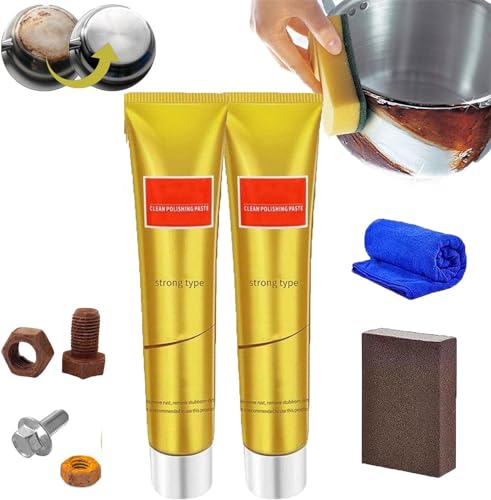 Pelinuar Metal Polish Cream,Metal Polishing Paste,Ultimate Metal Polish Cream,All Metal Polish Cream,Multifunction Rust Remover for Stainless Steel,Copper,Gold (2 Pcs)