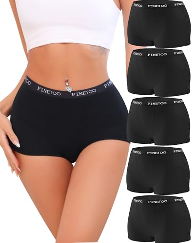 FINETOO Boxershorts Damen Baumwolle Unterhosen Damen Baumwolle Pantys Atmungsaktive Unterwäsche Frauen Hipster Unterwäsche Weich Slip Women Mehrpack