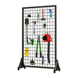 YJEUZCD Raumteiler, Gitterwand Tafeln Stehend Drahtgitter, Beweglich Display-Rack, Privatsphäre Bildschirmteiler, Handwerksausstellung Einzelhandelspräsentationsständer (Farbe : Schwarz, Größe : 23.