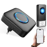 WIFI Türklingel Funk, Funkklingel Aussen Wasserdicht Kompatibel mit Smartphone App, 0-110dB Laute Klingel Haustür mit 32 Melodien, Doorbell mit Fernbenachrichtigung, Haustürklingel mit LED-Blitz