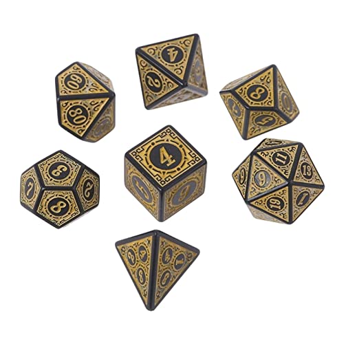 Würfel 7pcs / Set Multi-Facettierte Zahl Farbe Harz Würfel mit Box Party Familie DIY. Spiele Gravur Pädagogisches Spielzeug Accessars Gezinkte Würfel (Size : Yellow)