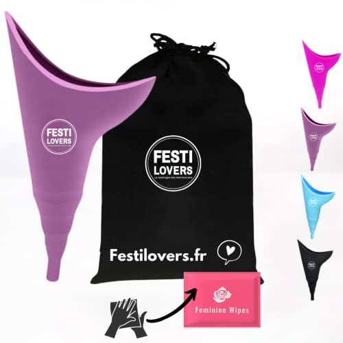 Tragbares Urinella für Frauen, wasserdicht, mit hygienischen Tüchern zum Urinieren auf Festival, im Freien, WC und tragbare Toilette (Violett)