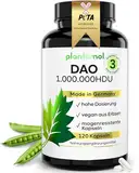 120 vegane DAO Kapseln - 1.000.000 HDU pro Tag (1-3 Kapseln = optimale Dosierbarkeit) - DAO Enzym aus Erbsen-Protein - NICHT aus Schweineniere - DAO VEGAN bei Histamin-Intoleranz von plantomol®