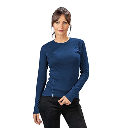 ALPIN LOACKER 100% Merino Langarmshirt Damen 230g/m2 I Feinste Merino Unterwäsche Damen I Langarm Wandershirt Damen I für Outdoor und Sport, Blau M