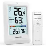 Newentor MAX MIN Thermometer innen außen 24/48 Std./alle Zeiten - Hygrometer Luftfeuchtigkeitsmesser mit Luftkomfort - Wetterstation Funk mit Außensensor - Raumthermometer innen mit Beleuchtung, Weiß