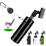 Golfschläger Bürste, Golfschläger-Bürstenreiniger mit Wasserspray, Leicht Tragbar Golfschläger Reiniger mit Schlaufe Clip (Karabiner) für hängen auf Golf Tasche, Essentials Golfzubehör (Schwarz)