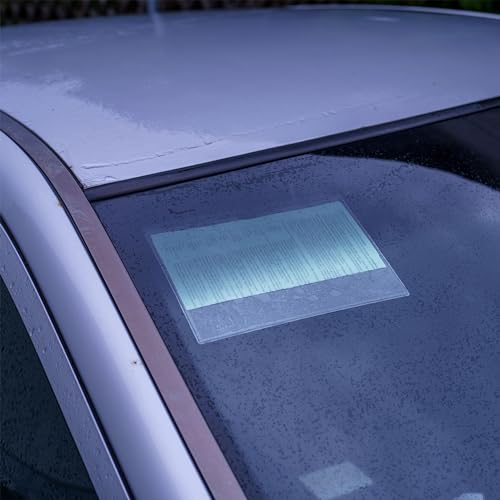 Windschutzscheibe Klebetasche, 2 Stück, Größe DINA5, 220 x 160 mm, in Transparent, Parkausweis Halter zum Ankleben, Autoscheibe Vignette Hülle, selbstklebender Umschlag Bewohnerparkausweis, Parklizenz