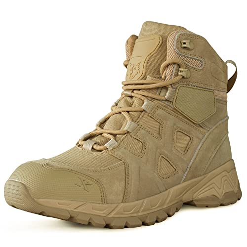 LUDEY Militärstiefel Herren Einsatzstiefel Springerstiefel Bequem Kampfstiefel Tactical Schuhe Dauerhaft Security Boots Wasserdichte Armeestiefel Beige 43EU