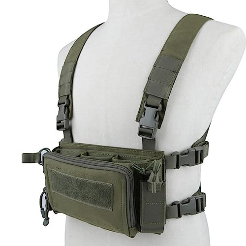 ACEXIER Modular Tactical Chest Rig Multifunktionsweste Leichtgewicht mit Mag Pouch Airsoft-Ausrüstung (Green)