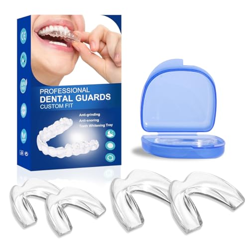 Knirscherschiene für Nacht,Schnarchschiene,2 Größen,Mouth Guard,4 Formbare Mundschutz zum Zähneknirschen,Wiederverwendbar Zahnschiene für Anti Schnarch,Effektiv Knirscherschiene