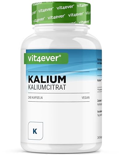 Kalium - 240 Kapseln - Hochdosiert: 1143 mg je Kapsel, davon 400 mg elementares Kalium - 100% Kaliumcitrat - Laborgeprüft - Vegan