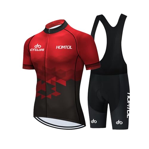 HOMTOL Radtrikot Set Herren Kurzarm Fahrradtrikot Rennrad Trikot Radhose Trägerhose Trikot Set Fahrradbekleidung Atmungsaktiv schnelltrocknend mit Gel Sitzpolster Damen für Radfahren MTB