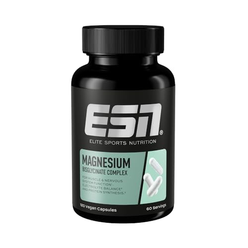 ESN Magnesium Caps, 120 Kapseln, 300 mg Magnesium pro Tagesportion - Magnesiumbisglycinat-Kapseln, Support für Energiehaushalt, hohe Bioverfügbarkeit, geprüfte Qualität - Made in Germany