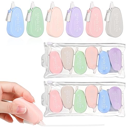 Newofview 12 Stück Korrekturroller Korrekturmaus 5m x 5mm Correction Tape,Mini Korrekturband,Roll Maus für Studenten Kinder, Kawaii Schulsachen Aesthetic