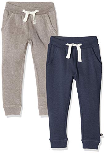 MINYMO Jungen 2er Pack Sweat Pants/Freizeithose Hose, Mehrfarbig (Ensign Blue/Grau 794), (Herstellergröße:128)