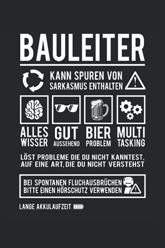 Lustiges Bauleiter Notizbuch (liniert) Handwerker Hausbauer