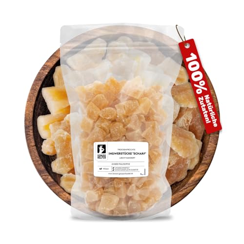 Bremer Gewürzhandel Ingwer 1Kg, kandierter Ingwer - Ginger, Trockenfrüchte ungeschwefelt, Ingwer getrocknet, Ingwer Würfel, Ingwer kandiert scharf