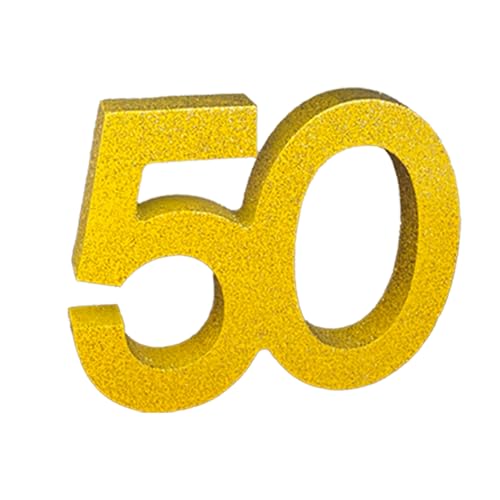 Zahl 50 Aufsteller mit Glitzer Gold für Goldene Hochzeit 50. Geburtstag 50.Jubiläum Holz Tisch Deko Jubiläumszahl 50 Goldene Hochzeit Tischdeko 50.Geburtstag Deko