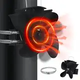 XINZI 4 Blättern Kaminventilatoren Wärmebetrieben Ofenventilator ohne Strom Leiser Kamin Ventilator mit 2 Festring Wärmeverteiler Kaminlüfter für Kaminofen Holzofen Kachelofen Feuerstelle Ofenrohr