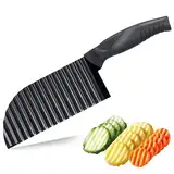 Auauraintt Wellenschneider, Edelstahl Wellenmesser Riffelmesser für Pommes, Kartoffelschneider für Erwachsene und Kinder, Professionelles Edelstahl Crinkle Chip Cutter für Gemüse, Salat, Obst