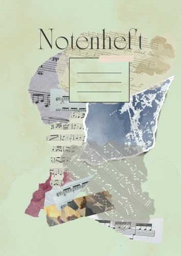 Notenheft: DIN A4 Notenlinienheft - 60 Seiten mit 12 Notenzeilen / Systeme pro Blatt - Blanko Notenheft - Für Anfänger und Fortgeschrittene geeignet - Musik Schreibheft - Leere Notensysteme
