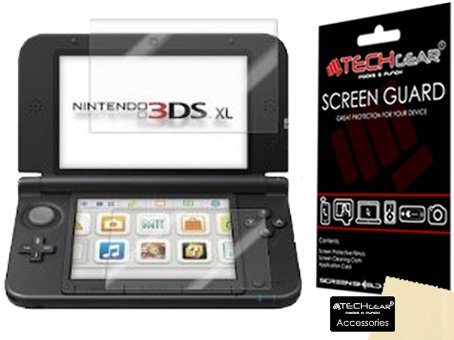 TECHGEAR Displayschutz für Nintendo 3DS XL 2014 - Ultra Klare Schutzfolie für Nintendo 3DS XL [Oben + Unten] - mit Reinigungstuch + Applikationskarte