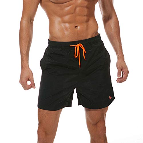 JustSun Badehose Herren Badeshorts Herren Kurz Schnelltrocknend Männer Schwimmhose Boardshorts Strandshorts Herren Beachshorts Schwarz L