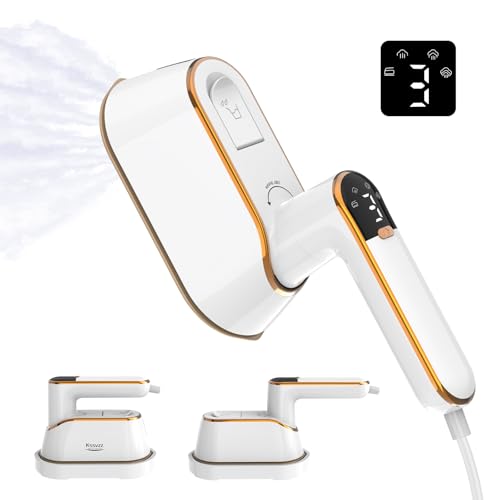 Kssvzz 2 in 1 Reisebügeleisen mit LCD-Display, 4 Modi 1200W Steamer Dampfglätter, 180° faltbar Dampfbügeleisen, Reise Bügeleisen Dampf Klein, Mini Bügeleisen für Zuhause, College, Reisen (weiß)