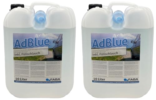 FABA AdBlue hochreine Harnstofflösung für SCR Abgasnachbehandlung 2x10 Liter mit Einfüllschlauch