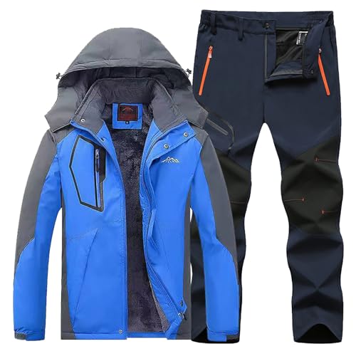 IQYU Skianzug Damen Große Größen | Schneeanzug Damen 2 Teilig Skianzug Winter Warme Snowboardjacke Wasserdichte Skihose Thermo Skianzug Mit Reißverschluss Skibekleidung Outdoor Sport Ski Set