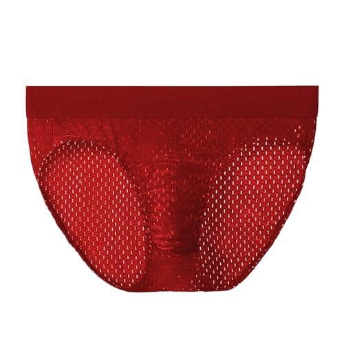 WKAYsIV Herren Sexy Boxershorts sexy, niedrig geschnitten, für Herren, offene Hüfte, Polyester, Dreieckshose Boxershorts Find (Red, XXL)