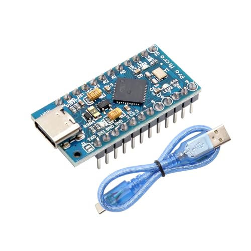 Pro Micro mit 32u4 Chip Modul Binghe Pro Micro mit Kabel Pro Mini 5V/16MHz Mikrocontroller Entwicklungsboard Selbst-USB-Updater Typ-C Schnittstelle Gelötete Version kompatibel mit Arduino