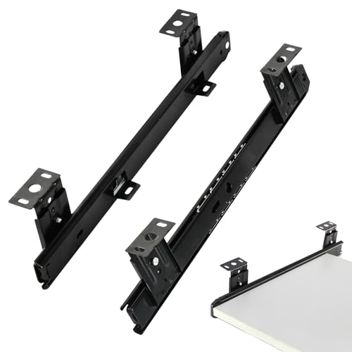 Schubladenschienen, 35cm Ausziehbare Tastaturschubladenablage, Schubladenausführunggarnitur mit Kugellager und Höhenregulierbar, Kugellagerschienen für Untertisch-Plattform, Regal, Schublade