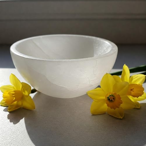 LANDSTER Selenit schale selenit Schüssel Schmuckschale selenit Ladeschale Kristall Dekoschale Heilung Edelstein Reinigung schale Edelsteingeschenk Dekoration home decor (10 cm)