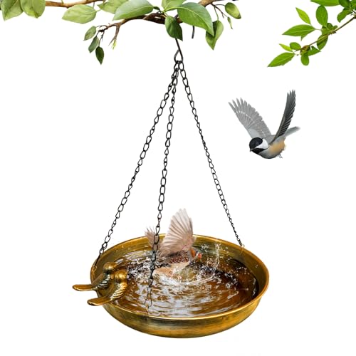 Vogeltränke hängend, vogeltränke Winterfest Metall, vogelbad Garten, wassertränke für vögel Balkon, vogelfutterhaus zum aufhängen, futterspender vögel, vogelfutterspender