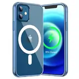 JETech Magnetisch Hülle für iPhone 12 Mini 5,4 Zoll Kompatibel mit MagSafe Kabellosem Laden, Stoßfest Handyhülle, Schutzhülle Kratzfeste Transparent Rückseite (Jeans Indigo)
