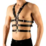 WOPOLIUE Herren Harness Punk Body Brust Harness Männer Leder Geschirr Gothic Nachtshow Kostüme BDSM Fesseln Sexspielzeug Verstellbarer Brustgurt Bondage Fesseln Sex Cosplay Kostüm