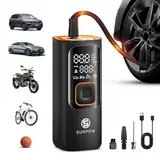 SUNPOW Elektrische Luftpumpe, Tragbar Mini Kompressor mit 7500mAh Akku, 160PSI Tragbarer Luftkompressor Auto Reifenpumpe, 12V DC Dual Power, Digital LCD, LED Licht, AutoOff, Als Powerbank