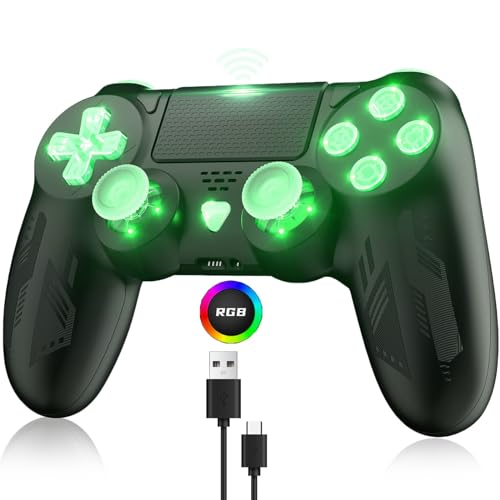 Bonacell Wireless Controller für Ps-4 Dual Vibration Kabellose Gamepad mit Turbo und 3.5mm Audio Jack/LED/Touch Pad für P-s4/Pro/Slim/Pc