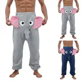 Tobysper Elefantenhosen Herren Warme Lustig Elefant Schwein Drucken Schlafanzughose Lang Schlafhose Pyjamaunterteil Loungehose Flanellhosen für Männer Pyjamahose