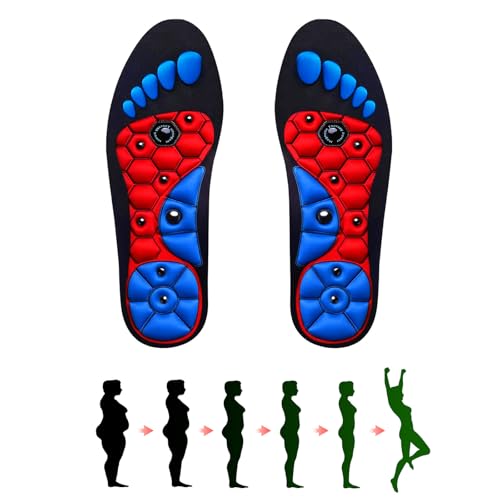 Magnetische Einlegesohlen, 1 Paar Magnetische Massage Gel Einlegesohlen, Akupressur Einlegesohlen Herrn Damen, Reflexologie Akupressur Einlagen Plantar Fasciitis Fuß Gesundheitspflege (Schwarz, 35-39)