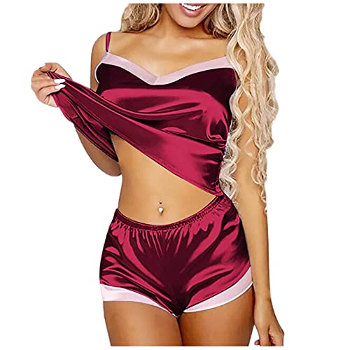 Sexy Unterwäsche für Frauen Push Up, Schlafanzug Slip Rückenfrei Unterwäsche Dessous Damen Sexy Reizwäsche Dessous Sexy Set Spitze Lingerie Reizvolle Sexy Schlafanzüge Hosen Strumpfhose (Xx3 Wine, M)