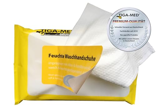 Waschhandschuhe Feucht Einmal Einweg 5 Pack a 8 Stück (= 40 Stück) Waschhandschuh mit Aloe Vera imprägnierte