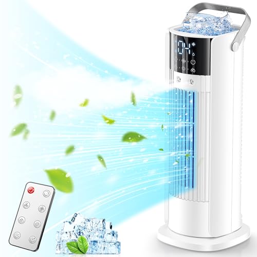 Klimaanlage Mobil, Ventilator mit Wasserkühlung, Klimagerät Luftbefeuchter mit Fernbedienung