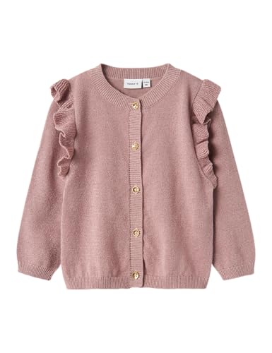 NAME IT Mädchen Nmfabinne Ls Knit Card Noos Strickjacke, Deauville Mauve/Detail:Tone In Tone Lurex, 116 EU