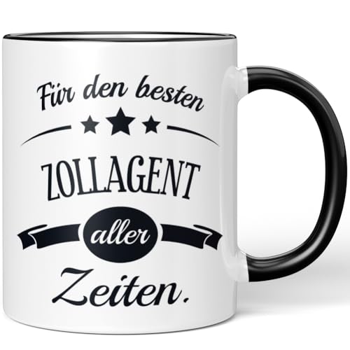 JUNIWORDS Tasse, Für den besten Zollagent aller Zeiten, Schwarz (6108945)