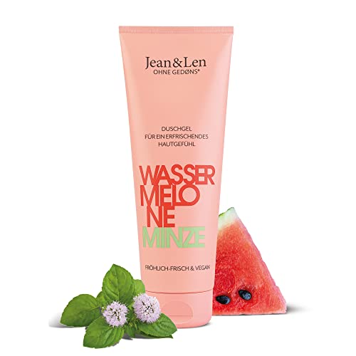 Jean & Len Duschgel Wassermelone & Minze, für alle Hauttypen geeignet, veganer Pflegekomplex, für ein erfrischendes Hautgefühl, pH-hautideal, veganes Duschgel, 250 ml