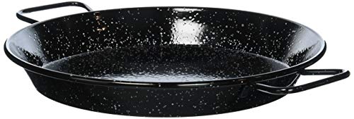 La Ideal 5-Person / 32-cm Enamelled Valencian Pan. Valencianische Paella-Pfanne, Legierter Stahl, Schwarz, Centimeters