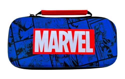 WONDEE Nintendo Switch Tasche, Switch OLED und Lite Hülle von Marvel im Comic Stil – Interner Bildschirmschutz und Platz für 10 Spiele – Nintendo Switch Zubehör, Marvel Offizielles Merchandise