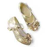 JerrisApparel Prinzessin Schuhe Mädchen Karneval Party Hochzeit Mary Janes (27 EU, Gold)